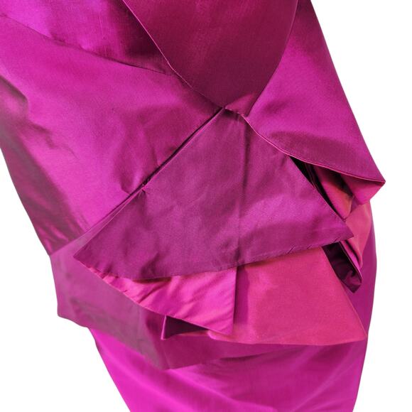 Vintage 80s Marisa Baratelli Thai Silk Iridescent Formal Dress Fuchsia Pink SZ 8 - Picture 11 of 14